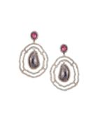 Bavna Diamond, Sapphire & Composite Ruby Double-drop Earrings, Women's