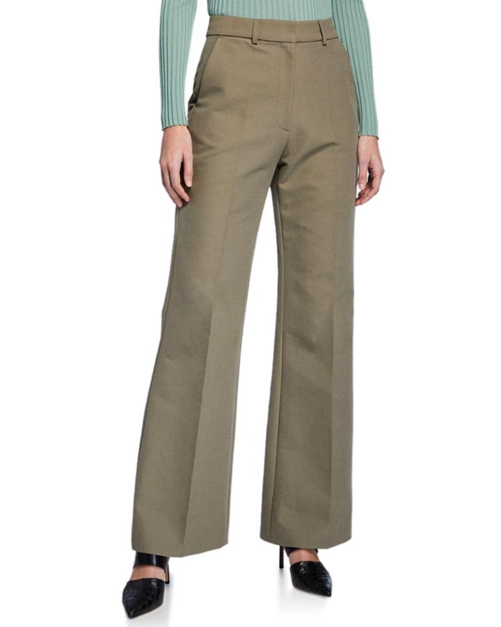 Emilio High-rise Brushed Cotton Straight-leg Pants