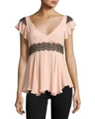 Naeva V-neck Ruffled Silk Blouse W/