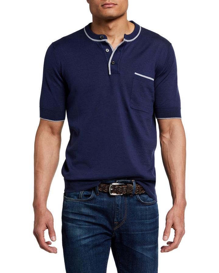 Men's Granddad Collar Ribbed