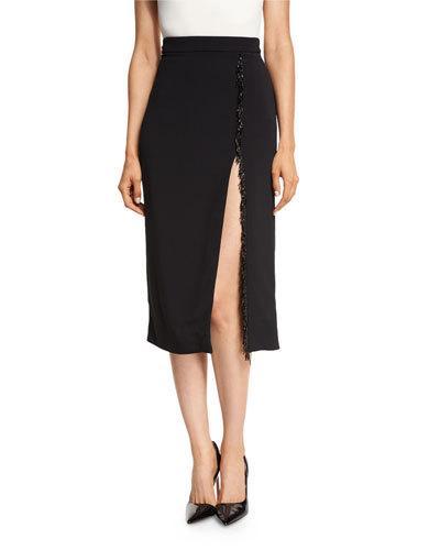 Beaded-trim High-slit Pencil