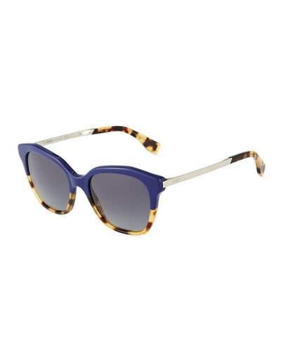 Half-and-half Acetate Sunglasses, Blue/tortoise