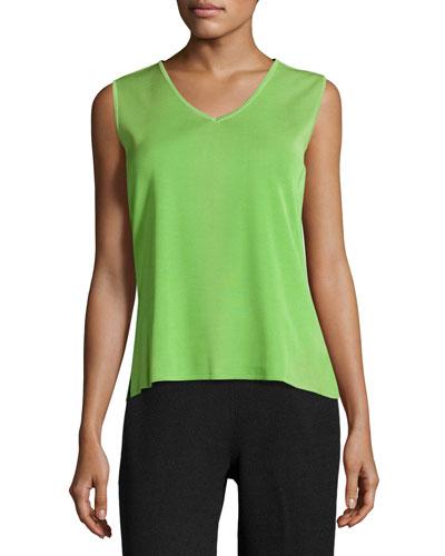V-neck Knit Long Tank, Grass