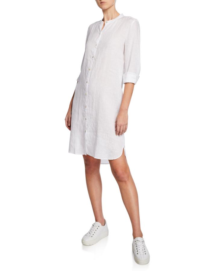 Mandarin Collar Long-sleeve Organic Linen