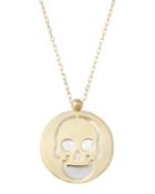 14k Mother-of-pearl Skull Pendant Necklace