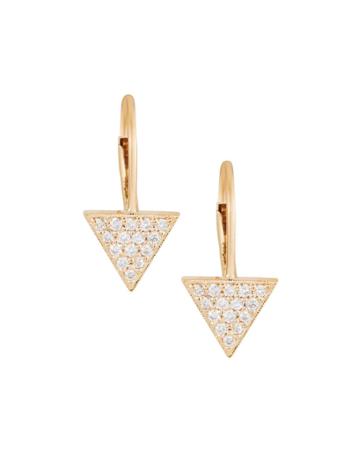 18k Rose Gold Small Diamond Triangle Drop Earrings