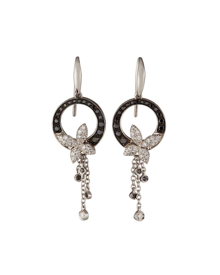 18k White Gold Diamond Circle-dangle Earrings
