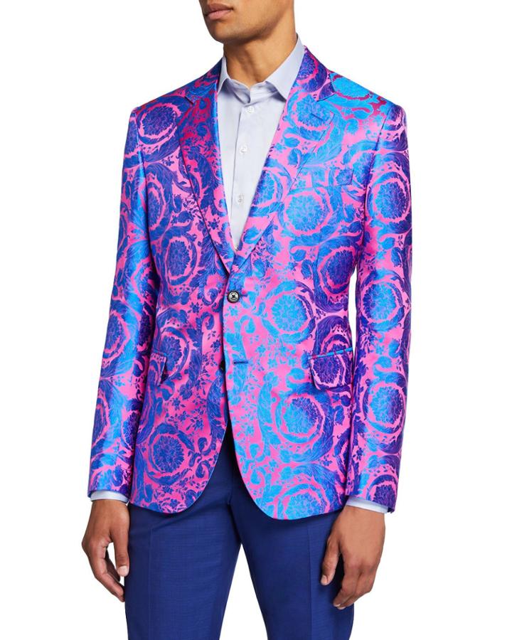 Men's Multi-pattern Neon Jacquard Formal Jacket