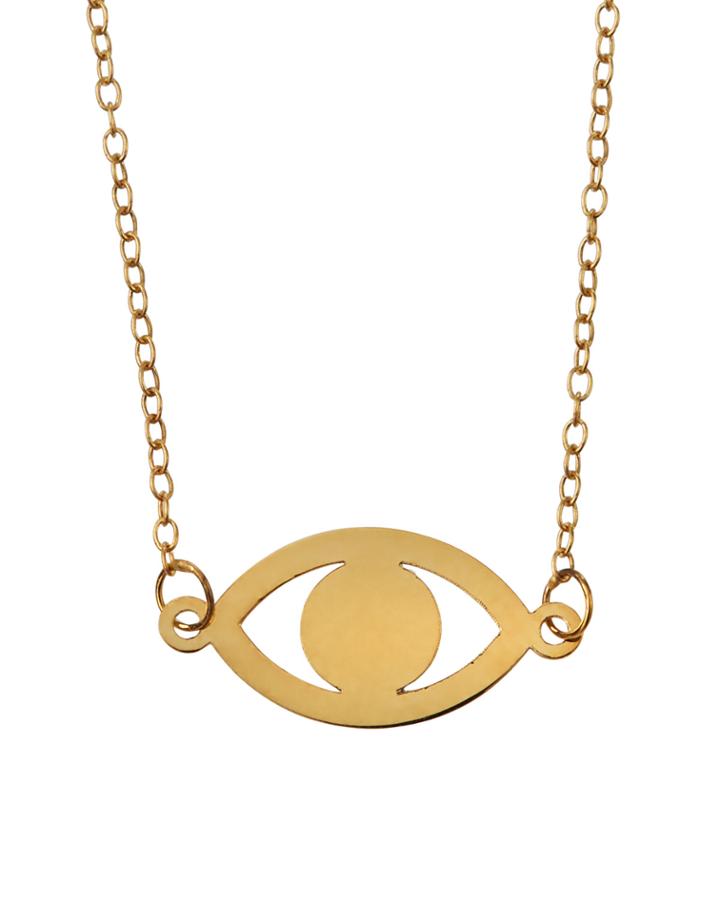 14k Gold Evil Eye Pendant Necklace
