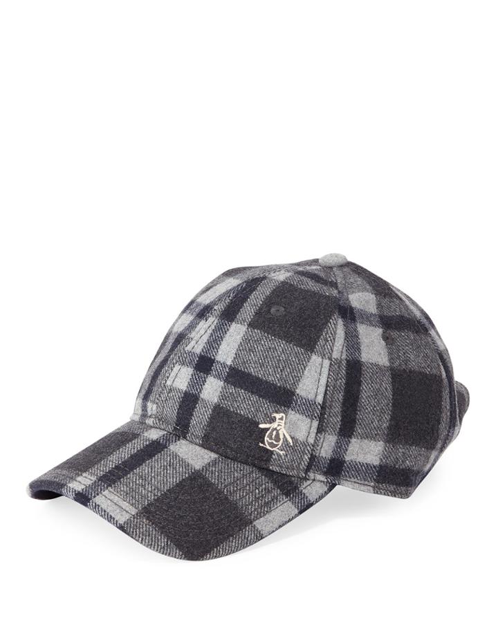 Men's Checked Wool Baseball Cap