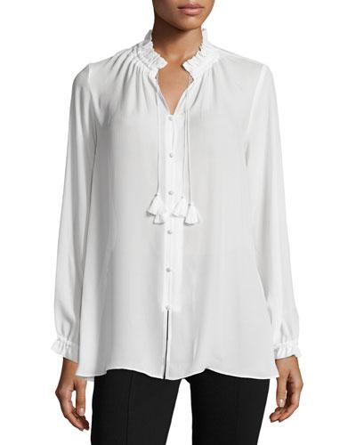 Tassel-tie Button-front Top,