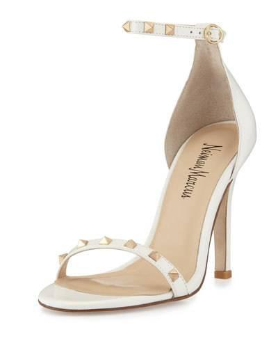 Bailie Studded Leather Sandal, Winter White
