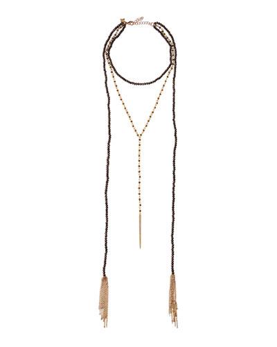Long Beaded Y-drop Wrap Necklace