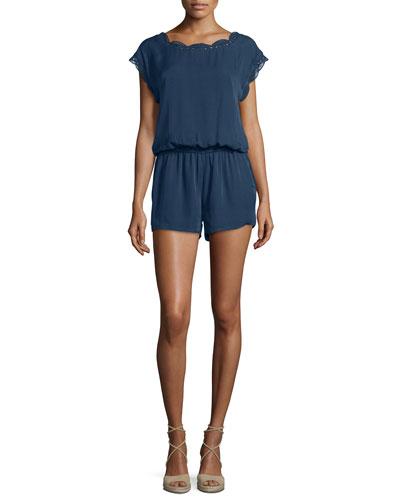 Paolla Floral-lace Trimmed Romper