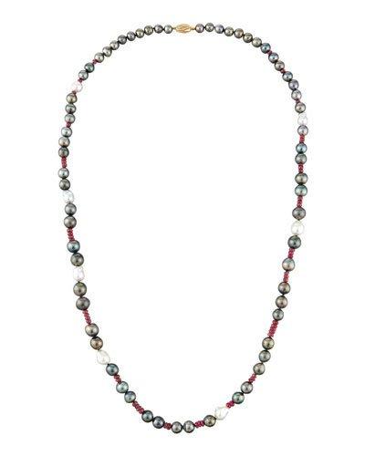 Multicolor Pearl Necklace With Pink