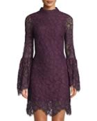 Scalloped Lace Flare-sleeve Dress