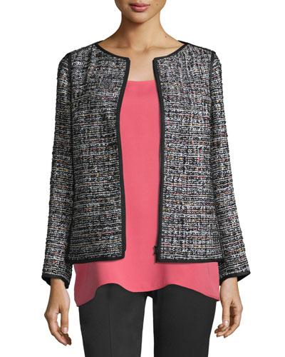 Keaton Tweed Zip-front Jacket, Black