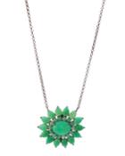 Silver Pendant Necklace With Chrysoprase,
