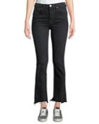 High-rise Double-needle Frayed Ankle Jeans