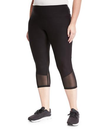 Paneled Capri Leggings, Black,
