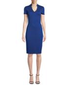 Milano Knit Short-sleeve V-neck Dress W/