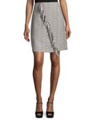 Emerson Fringed Herringbone Skirt, Black