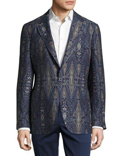 Ikat Single-button Blazer, Navy