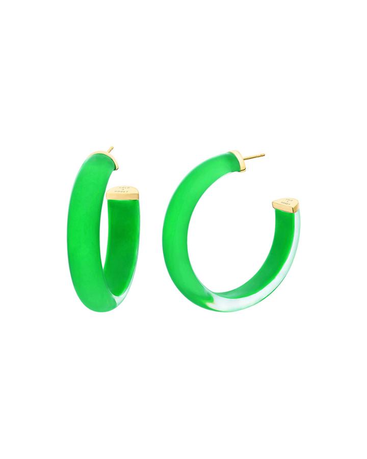 Small Lucite Hoop Earrings, Green
