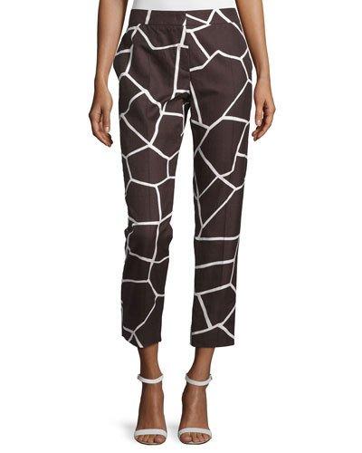 Mid-rise Giraffe-print Cropped Pants,