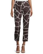 Mid-rise Giraffe-print Cropped Pants,