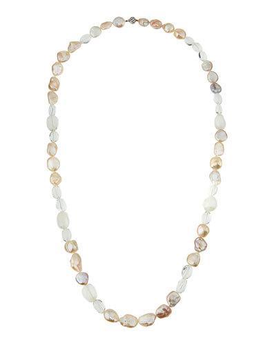 Long Baroque Freshwater Pearl & Crystal Necklace