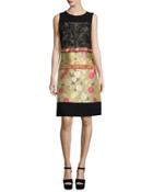 Sleeveless Patchwork Dress, Beige