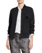 Light Stretch Stripe Cardigan W/ Ostrich Feathers