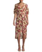 Clarine Floral-burnout Wrap Dress With Oversize