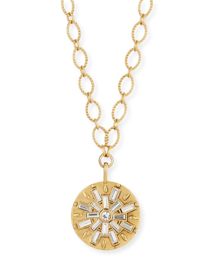Crystal Baguette Burst Pendant Necklace