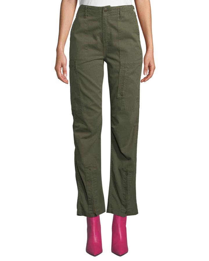 High-rise Straight-leg Cargo Pants