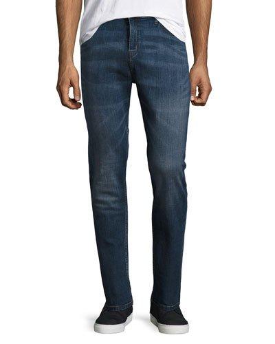 Dropped Straight-leg Denim Jeans, Blue