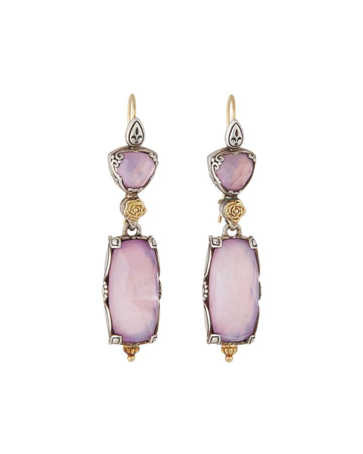 Double Mother-of-pearl Earrings, Pink