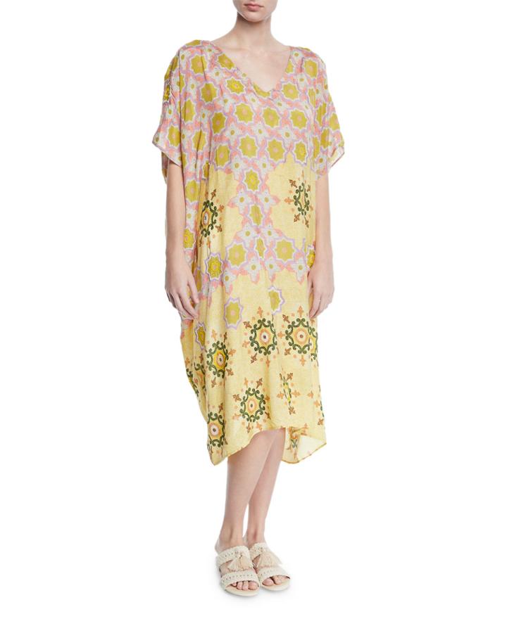 Hand-beaded Printed Coverup Kaftan Dress