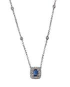 18k White Gold Diamond & Sapphire Pendant Necklace