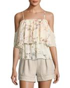 Lilly Tiered Cold-shoulder Top,