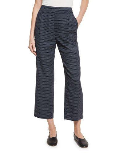 Printed Silk-blend Lounge Pants, Coastal/shark