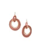 Rope Circle-link Earrings, Pink
