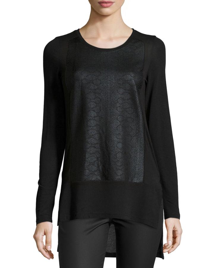 P. Luca Python-print High-low Tunic, Black, Women's,