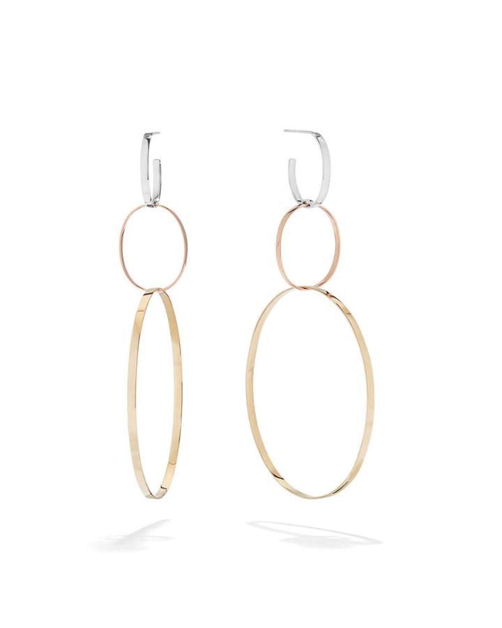 14k Tricolor Gold 3-link Hoop Earrings