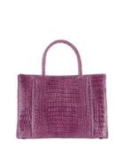 Medium Sectional Crocodile Tote Bag, Purple