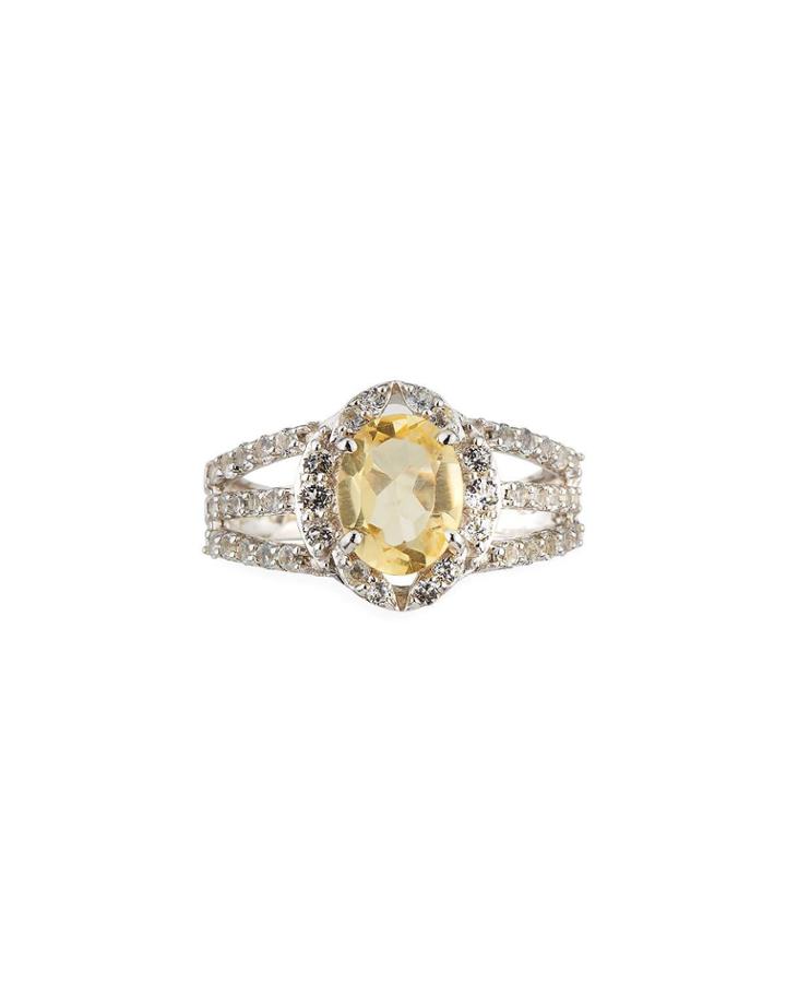 Citrine Oval & Split Topaz Ring