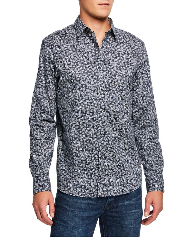 Men's Rose-print Slim-fit