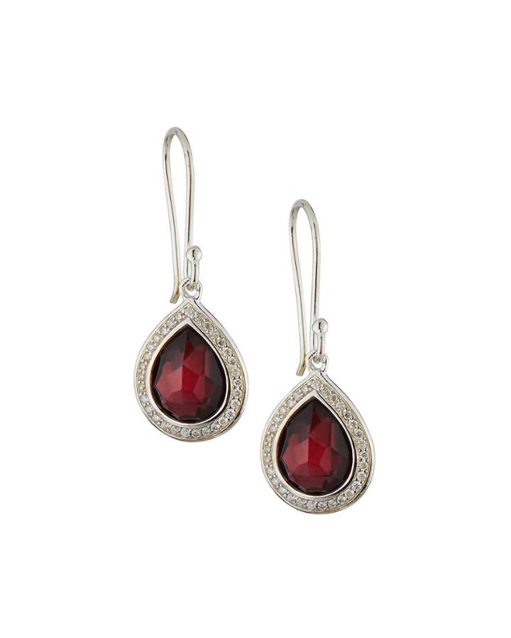 Lollipop Mini Teardrop Earrings In Rhodolite Garnet W/ Diamonds