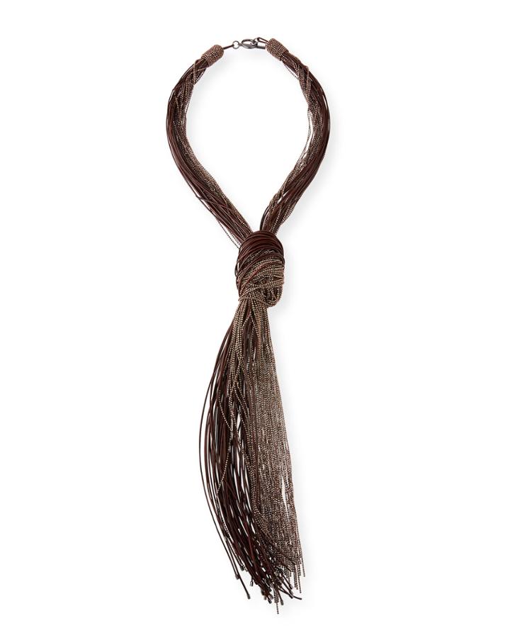 Knotted Leather & Monili Necklace